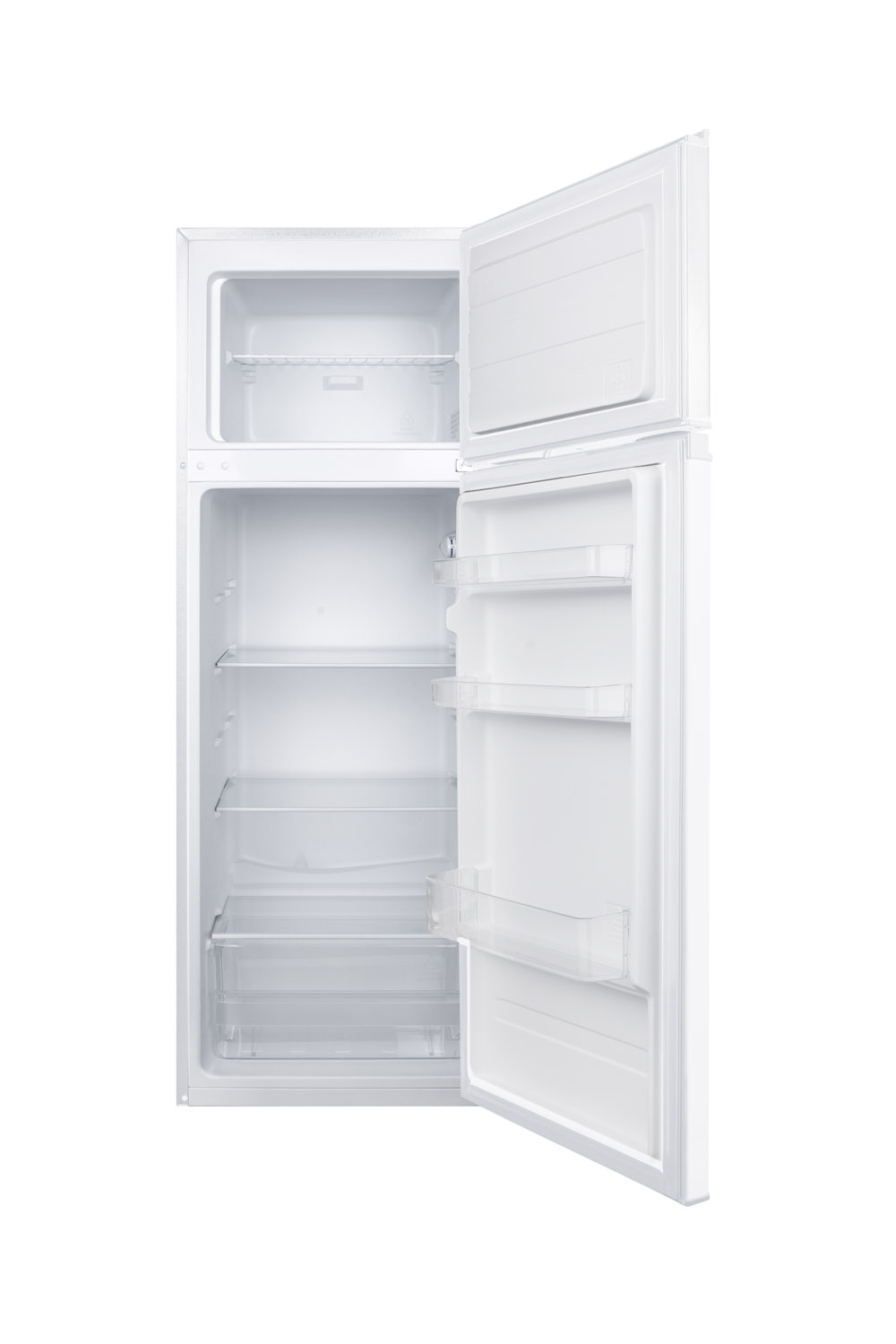 Two-door cycle defrost refrigerator-freezer in slim width and white finish